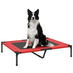 PawHut Pat pe picioare pat pentru c&acirc;ini pisici pat de camping pat ridicat animale material Oxford textilenă micro-perforată metal | Aosom Romania