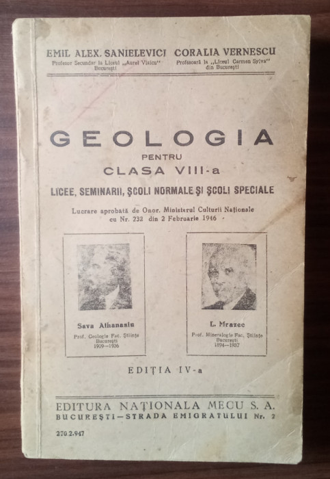 Geologia pentru clasa VIII - a-Emil Alex Sanielevici
