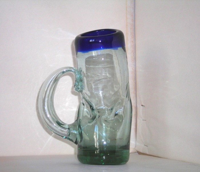 Studio Art: Vaza forma de halba, cristal fuzionat incalmo suflat manual - UNICAT