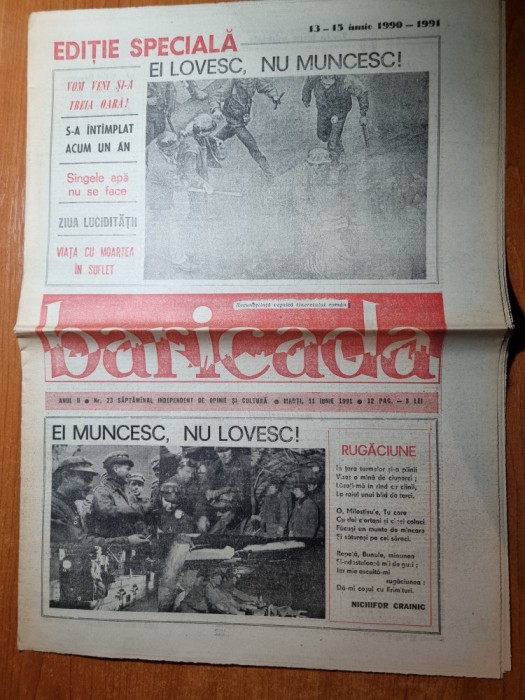 baricada 11 iunie 1991-1 an de la mineriada din 13-15 iunie