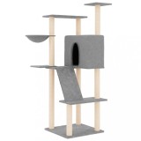 Cumpara ieftin Ansamblu pisici, stalpi din funie sisal, gri deschis, 143 cm