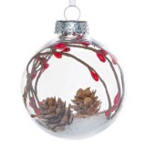 Ornament Brad de Craciun Glob Transparent Zapada Con Crenguta &Oslash;8cm, CMCLASS