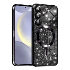 Husa pentru samsung galaxy s25 plus, glitter magsafe, atasare magnetica, black foto