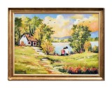 Cumpara ieftin Tablou inramat indragostiti dormitor, living, pictat manual, Impreuna pentru totdeauna, 70x50cm ulei pe panza, Constantin Feraru