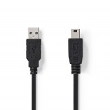 Cablu USB 2.0 A tata - mini USB, 2m, negru, Nedis