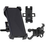 Suport telefon cu 4 bra&Egrave;e, montaj pe motociclet&Auml; sau biciclet&Auml;, fixare reglabil&Auml;, compatibil universal, negru