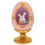 Decoratiune Ou din rasina Pink Bunny Couple