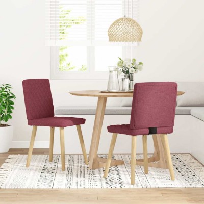 vidaXL Scaune de bucătărie, 2 buc., roșu vin, material textil foto