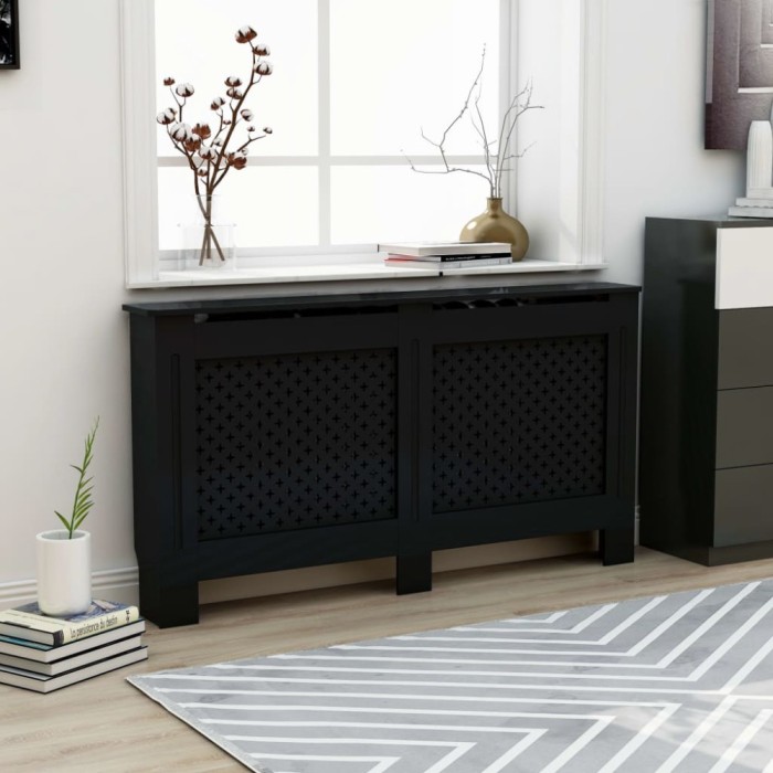 Gossi masca pentru calorifer, negru, 152 x 19 x 81,5 cm, mdf
