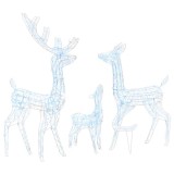 Decoratiune de Craciun familie reni 300 LED-uri alb rece acril