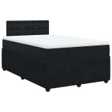 Cumpara ieftin Pat box spring cu saltea, negru, 120x190 cm, catifea