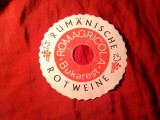 Vigneta Romania RSR Reclama Vin Rosu pt Export Romagricola Bucuresti , d=10,4cm