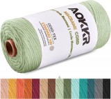 Sul de ata pentru macrame Aokkr, bumbac, verde deschis, 100 m