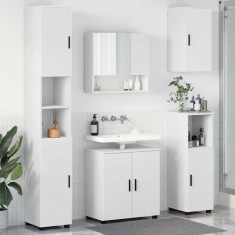 vidaXL Set de mobilier pentru baie Pe perete 5 pcs Alb 61 x 35 x 64 cm 3392983