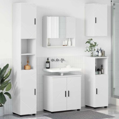 vidaXL Set de mobilier pentru baie Pe perete 5 pcs Alb 61 x 35 x 64 cm 3392983 foto
