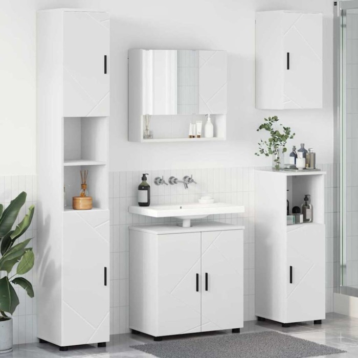 vidaXL Set de mobilier pentru baie Pe perete 5 pcs Alb 61 x 35 x 64 cm 3392983