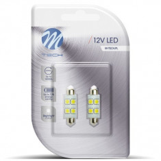 Set 2 Buc Bec Led M-Tech C5W 12V SV8,5-8 Alb LB072W