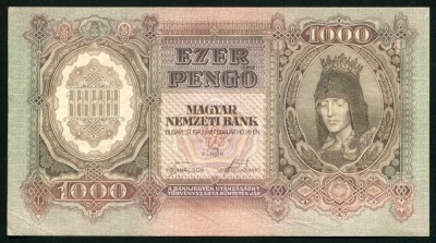 t544 UNGARIA BANCNOTA DE 1000 PENGO 1943 aproape necirculata aUNC foto