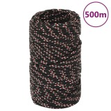 VidaXL Fr&acirc;nghie de barcă, negru, 2 mm, 500 m, polipropilenă