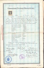 A3098N Două certificate de absolvire a Gimnaziului Rom&acirc;nesc din Brașov, 1910, semnate de personalități &ndash; mitropolitul Ioan Mețianu etc -vezi descriere