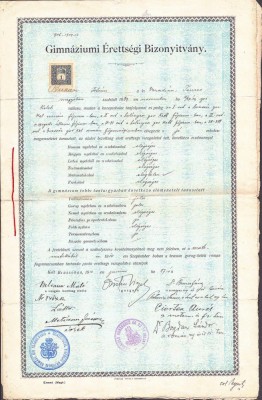 A3098N Două certificate de absolvire a Gimnaziului Rom&amp;acirc;nesc din Brașov, 1910, semnate de personalități &amp;ndash; mitropolitul Ioan Mețianu etc -vezi descriere foto