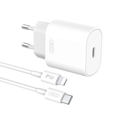 Incarcator retea XO L91, USB-C, Power Delivery 25W, Cablu USB-C/Lightning 1m inclus, Alb foto