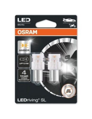 Set 2 Becuri Led Exterior 12v (PY21W) Portocaliu Ledriving Premium Bli Osram Portocaliu foto