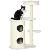 PawHut Copac de zg&acirc;riat cu casă pentru zg&acirc;riat, 1 pat pentru pisică și jucărie pentru pisică, 59 cm x 35 cm x 100 cm, Crem | Aosom Romania