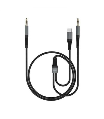 Cablu Jack 3.5 mm - USB type C + Jack 3.5 mm 1m negru XO-NB178B foto