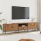 Gossi dulap tv cu sertar stejar artizanal 200x25x44 cm lemn prelucrat