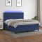 vidaXL Pat cu arcuri, saltea și LED, albastru, 160x200 cm, textil 3135131