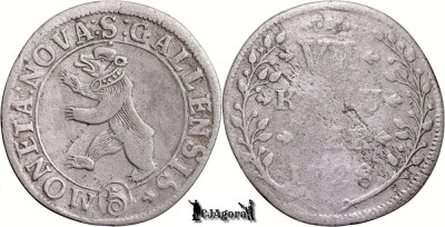 1728, 6 Kreuzer - Orașul St. Gallen - St. Gallen - Confederația Elvețiană foto