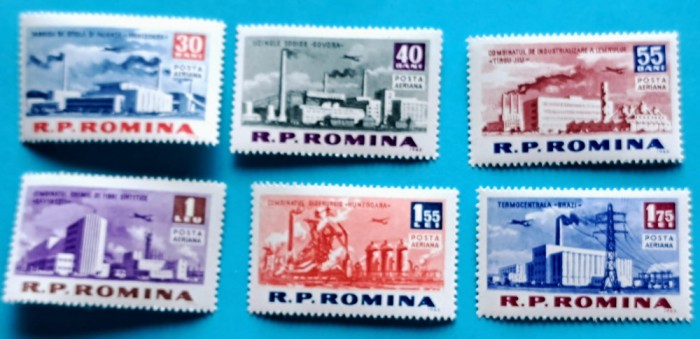 TIMBRE ROM&Acirc;NIA LP558/1963 -Constrcții ale socialismului -Serie simplă -MNH