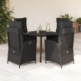 VidaXL Set mobilier de grădină cu perne, 5 piese, negru, poliratan