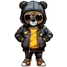 Sticker decorativ, Teddy Hip Hop, Negru, 90 cm, 1332STK-5