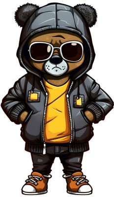 Sticker decorativ, Teddy Hip Hop, Negru, 90 cm, 1332STK-5 foto