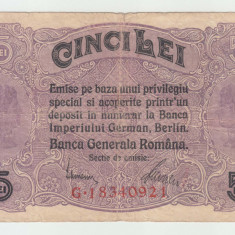 ROMANIA -5 LEI 1917 BGR, B1.70