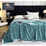 Patura cocolino 200x230cm,gofrata cu bordura alba,turcoaz-F069