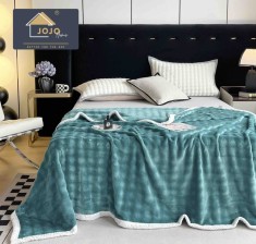 Patura cocolino 200x230cm,gofrata cu bordura alba,turcoaz-F069