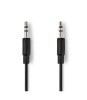 Cablu audio stereo Jack 3.5 mm tata - 3.5 mm tata 1m spiralat negru Nedis