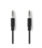 Cablu audio stereo Jack 3.5 mm tata - 3.5 mm tata 1m spiralat negru, Nedis