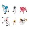 Set 6 animale de la ferma, in miniatura, cal, vaca, berbec, porc, magar si caine, dimensiuni 6 x 7 cm, multicolor, ConceptSeller