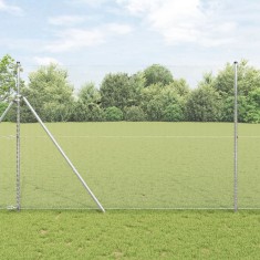 vidaXL Gard hexagonal 1.6x10 m Oțel galvanizat, vidaXL St&acirc;lpi de gard 7 buc &Oslash;32 mm 210 cm Oțel galvanizat