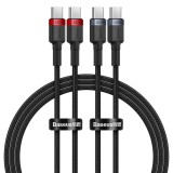 Baseus - (2 pack) Data Cable Cafule (P10318306003-01) - Type-C to Type-C, Fast Charging, 100W, 5A, 2m - Black/Red, Black/Grey