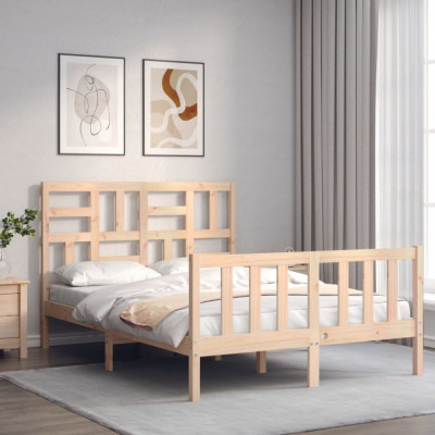 vidaXL Cadru de pat cu tăblie, 120x200 cm, lemn masiv foto