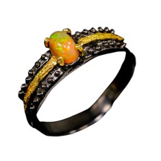 Inel bijuterie din argint 925 cu opal multicolor