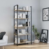 Cumpara ieftin Biblioteca Adore Profile cu 5 rafturi, Alb - Maro - Stejar, 73x172x35 cm