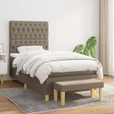 VidaXL Pat box spring cu saltea, gri taupe, 90x190 cm, textil