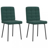 VidaXL Scaune de sufragerie, 2 buc., verde &icirc;nchis, catifea 4101082