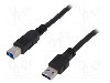 Cablu USB A mufa, USB B mufa, USB 3.0, lungime 1m, negru, LOGILINK - CU0023